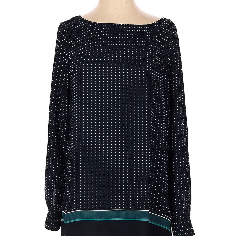 DONATING SOON Ann Taylor Loft Black White Blue Tunic Size XS